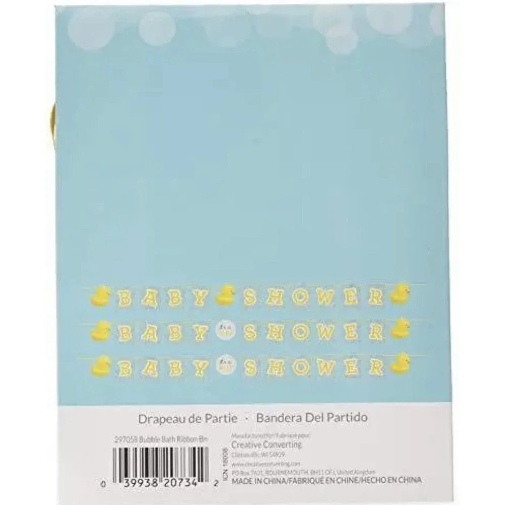 6.5' Bubble Bath Baby Shower Shaped Ribbon Banner Rubber Ducky boy or‎ girl